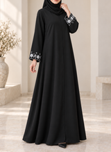 Arabis Embroidered Sleeves Front Open Abaya | 0116-E-A650