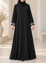 Arabis Embroidered Sleeves Front Open Abaya | 0116-E-A650