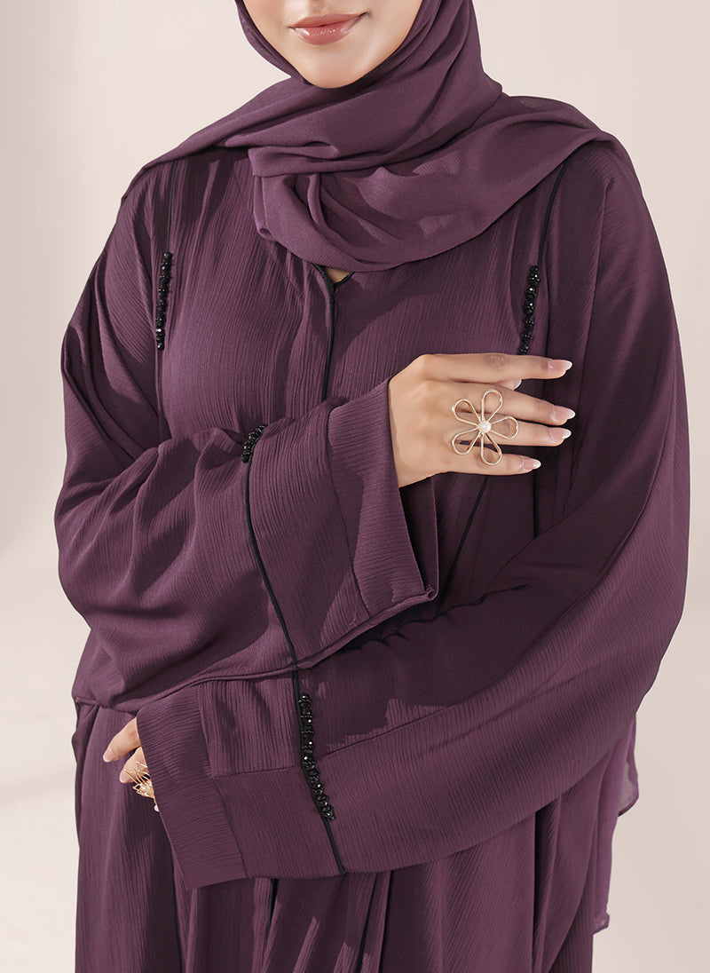 Zoom Nida Hand Work Purple abaya | 0116-J-1102