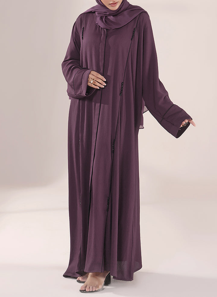 Zoom Nida Hand Work Purple abaya | 0116-J-1102