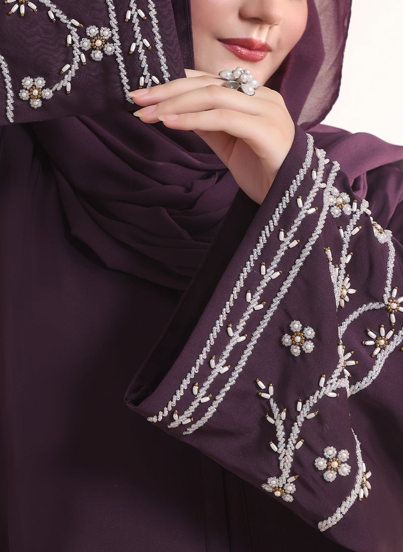 Amethyst Hand Work Abaya | 0116-J-1114