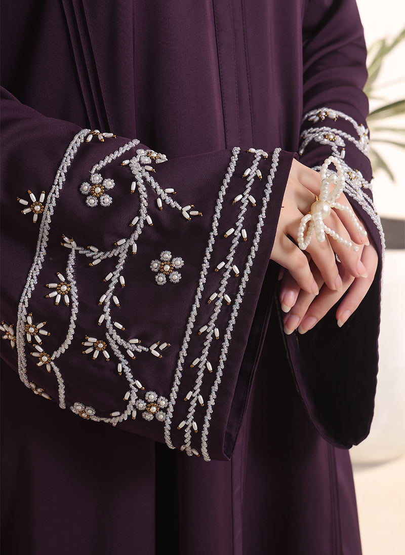 Amethyst Hand Work Abaya | 0116-J-1114