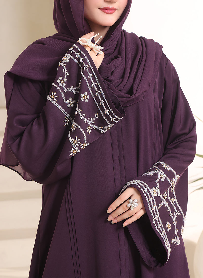 Amethyst Hand Work Abaya | 0116-J-1114