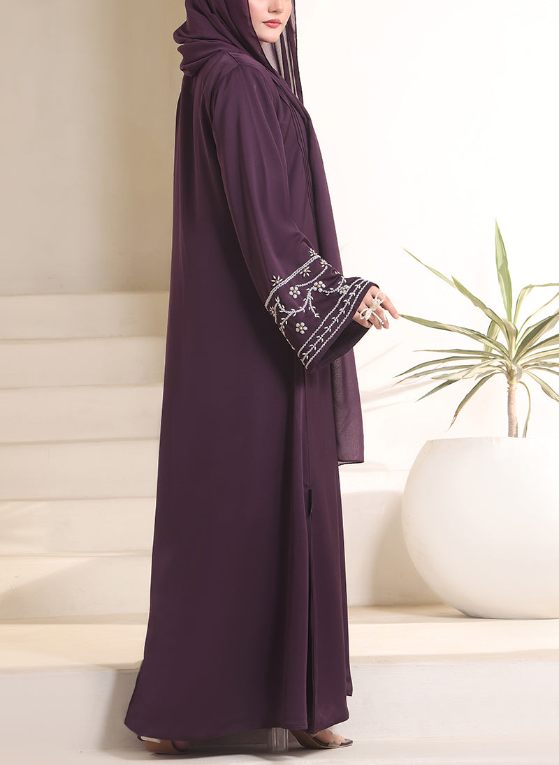 Amethyst Hand Work Abaya | 0116-J-1114