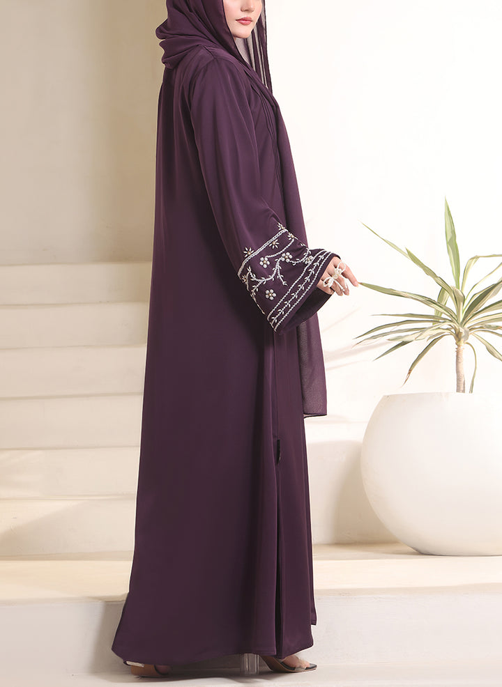 Amethyst Hand Work Abaya | 0116-J-1114