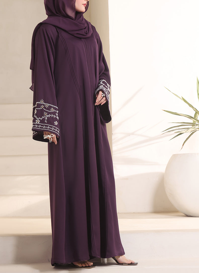 Amethyst Hand Work Abaya | 0116-J-1114