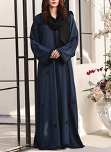 Front Open Handwork Abaya Teal Cascade 0116-J-776 Hijab-ul-hareem
