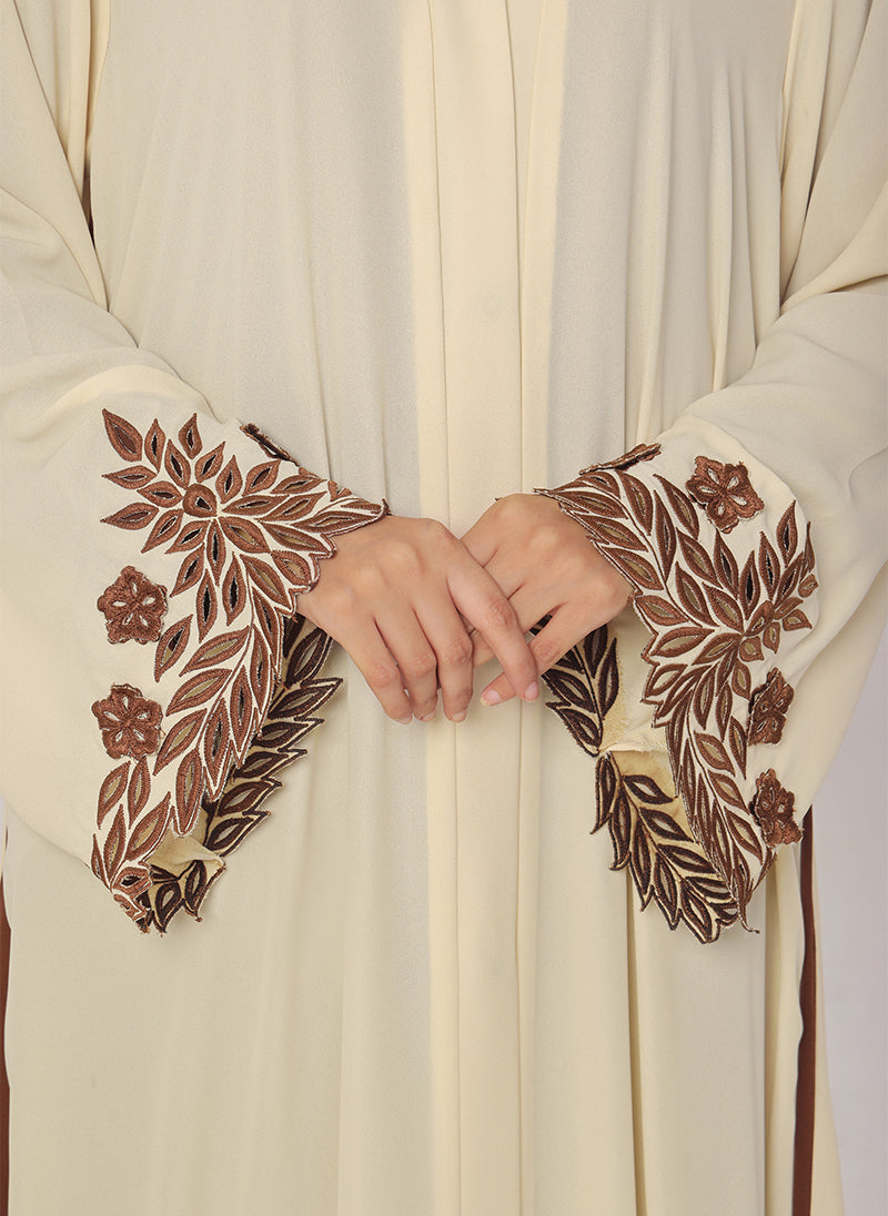 Laser Cut Machine Embroidery Abaya - 0116-K-1053