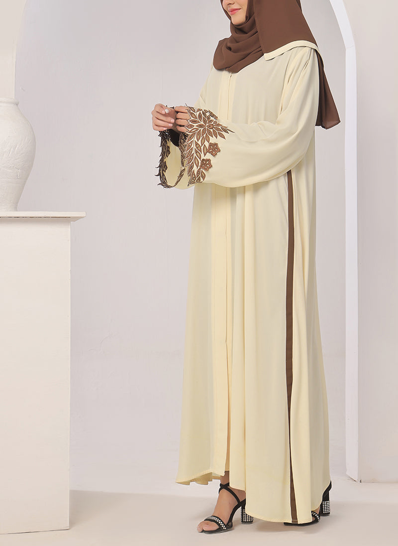 Laser Cut Machine Embroidery Abaya - 0116-K-1053