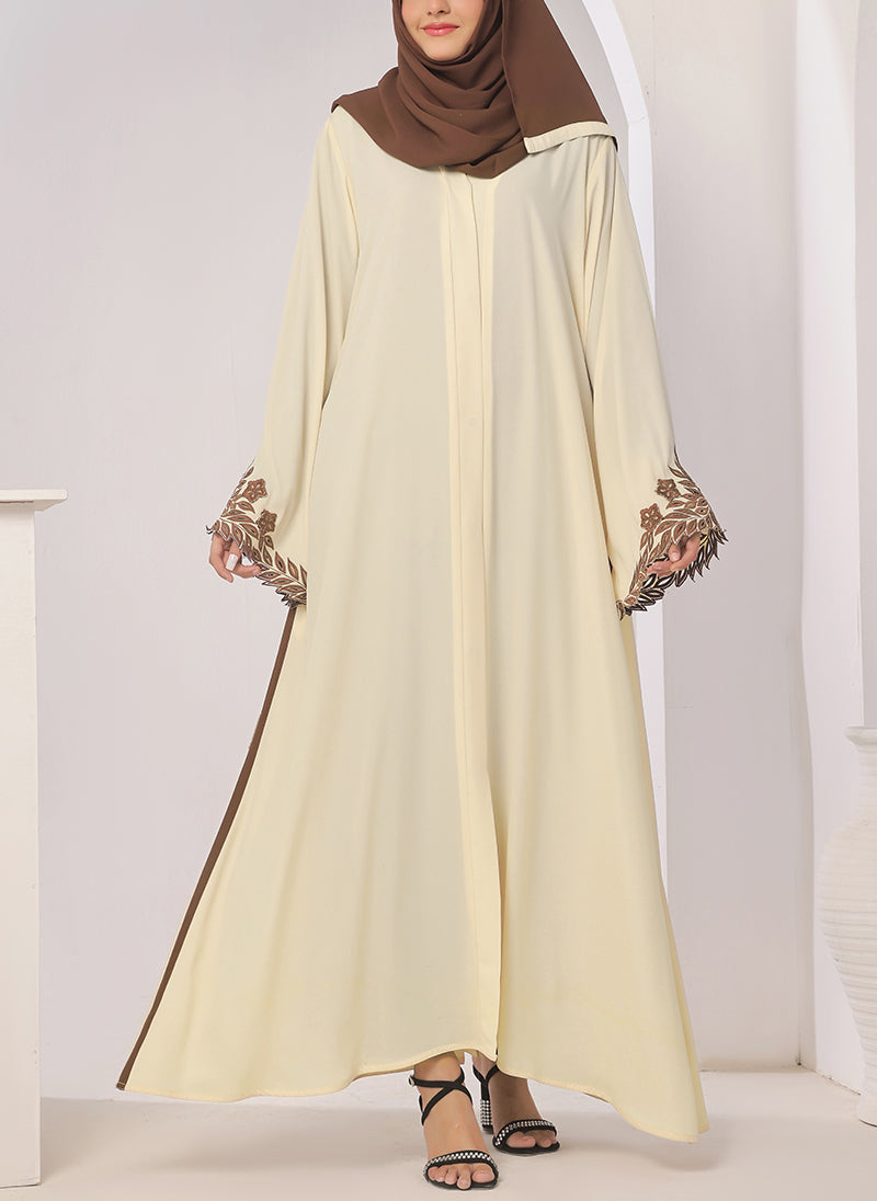 Laser Cut Machine Embroidery Abaya - 0116-K-1053