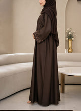 Arabis Brown Embroidered Abaya | 0116-K-A612