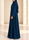 Petrol Blue Zari Stripe Front Open Abaya | 0116-PR-1223
