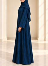 Petrol Blue Zari Stripe Front Open Abaya | 0116-PR-1223