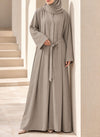 Arabis Noir Belted Front Open Abaya | 0116-PR-A638