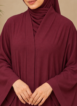Classic Elegance Maroon Front Open Abaya | 0116-PR ZOOM