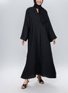 Black Hidden Placket Front Open Nida Abaya 0116-PR