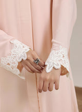 Peach Amara Lace Sleeve Abaya | 0116-R-1204