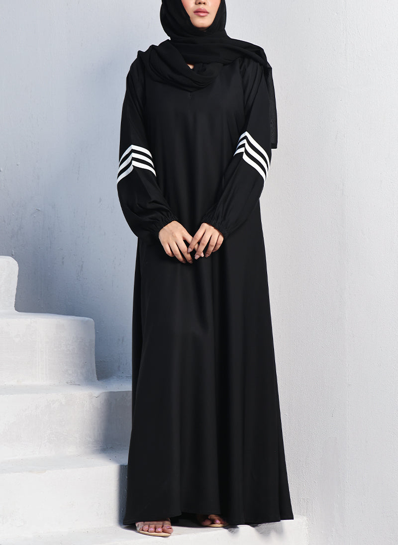 Nida Strip Style Abaya Majestic Midnight 0120-R-715