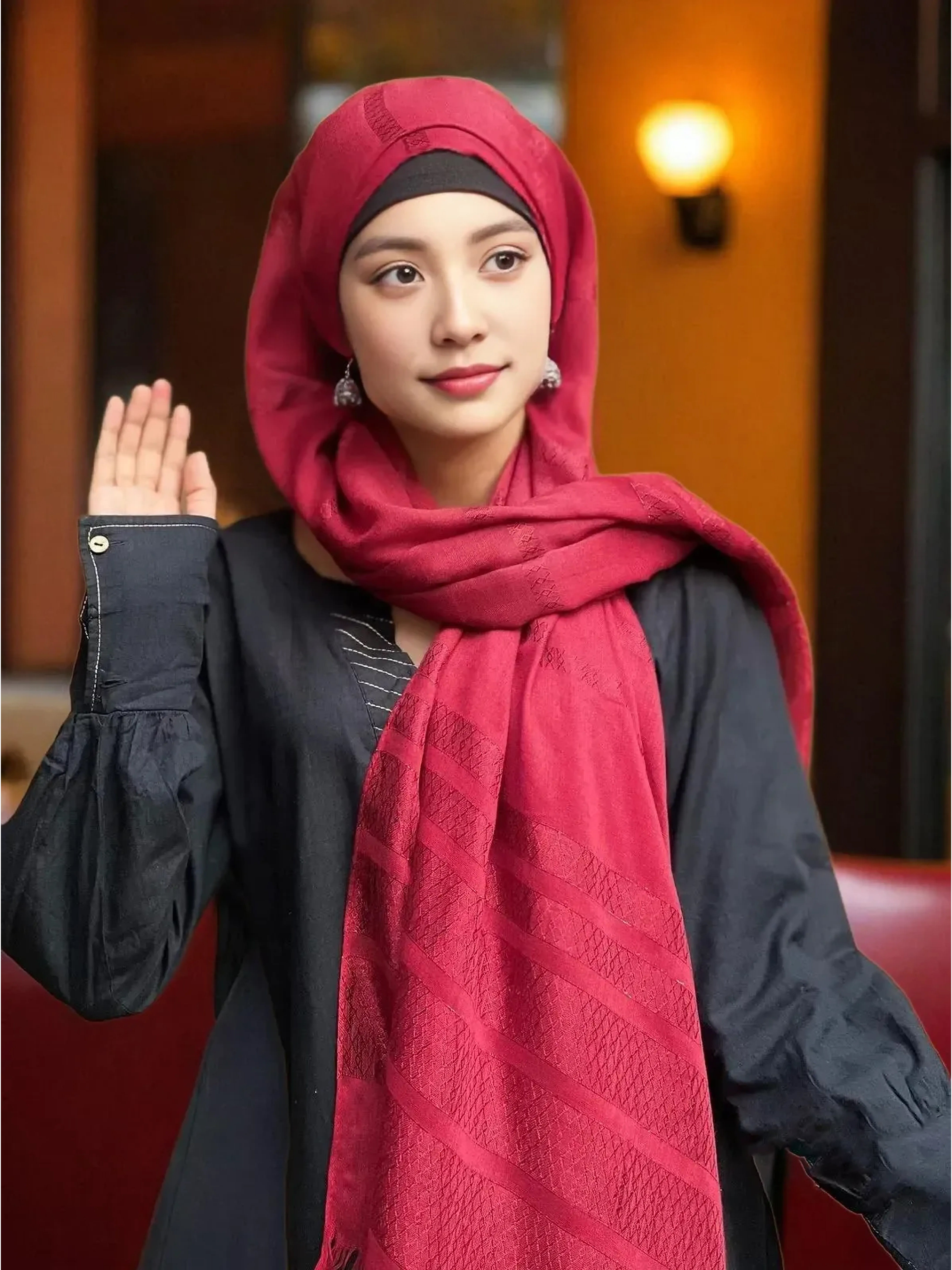 Solid Self Print Fancy Hijabs
