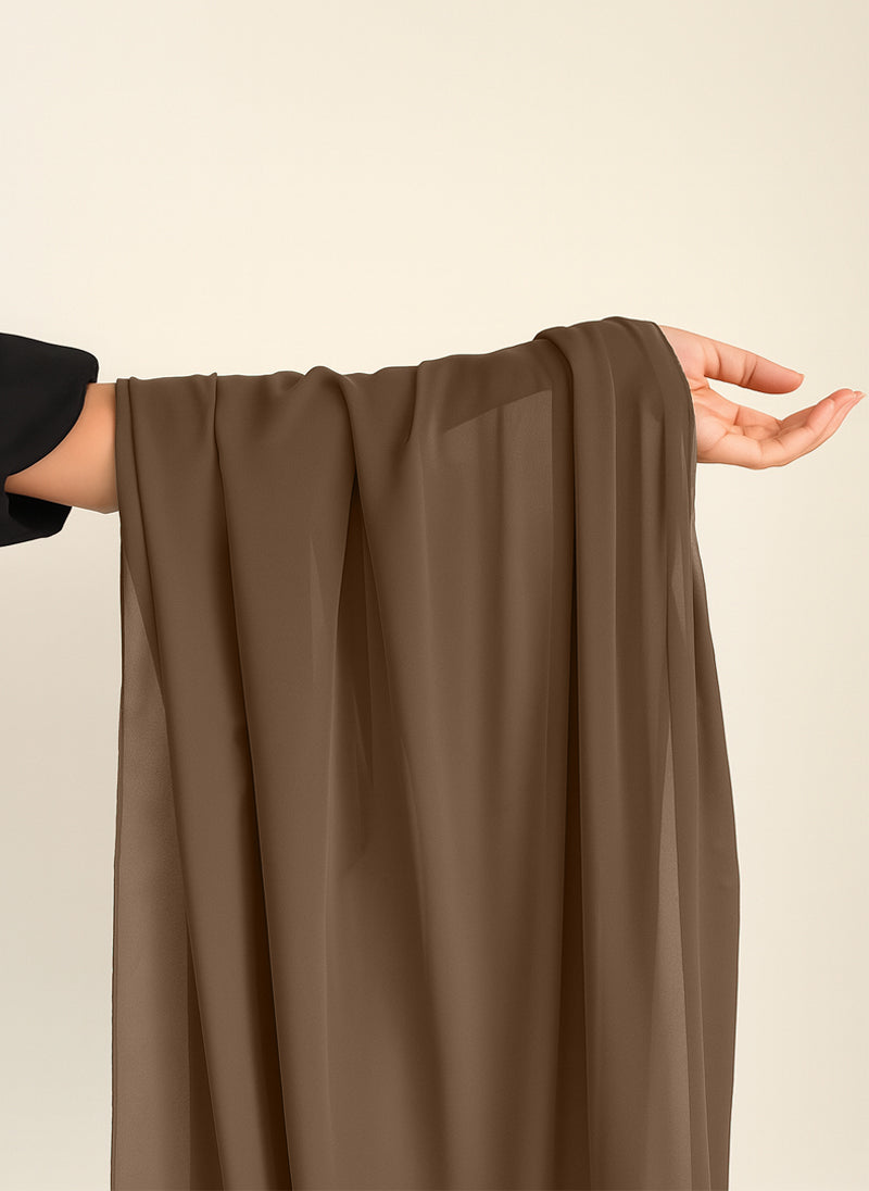 Chocolate Brown Plain Chiffon  Sarf