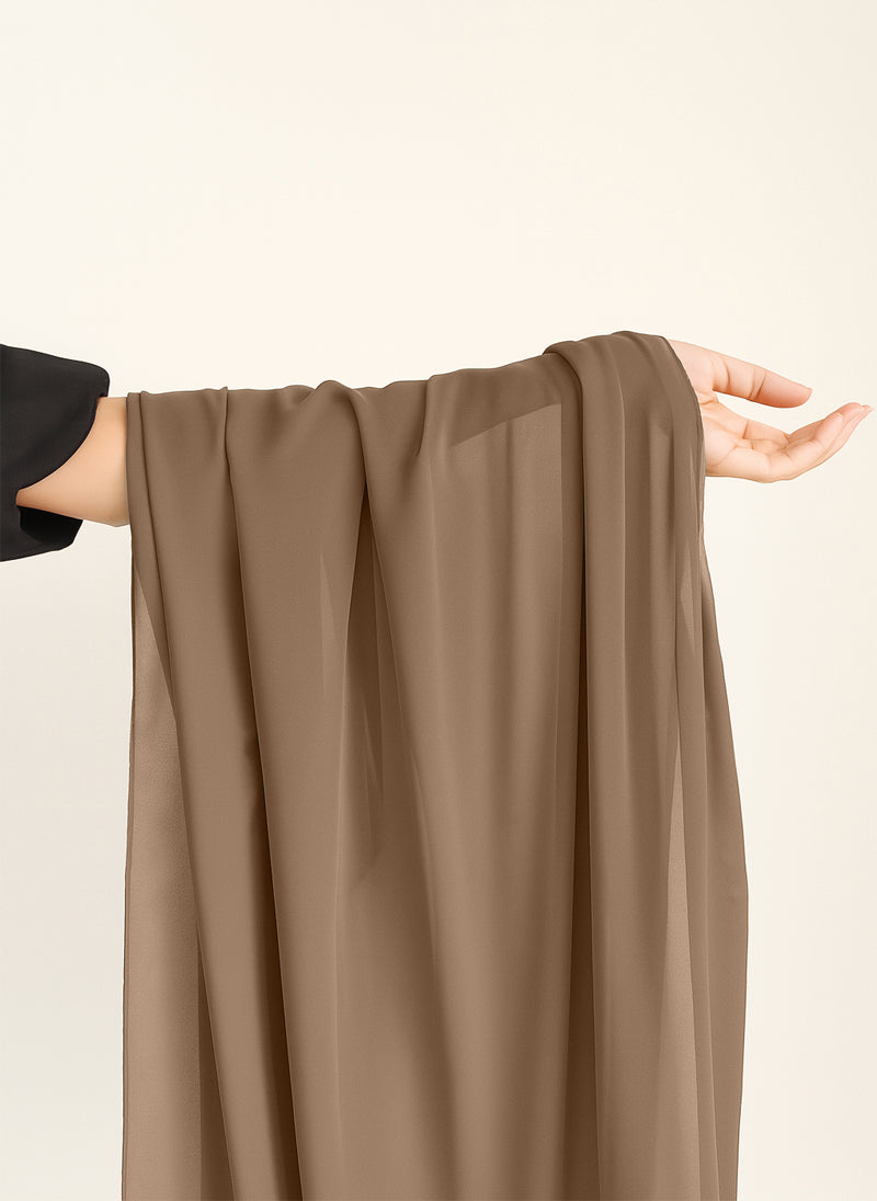 Mocha Brown Plain Chiffon Scarf