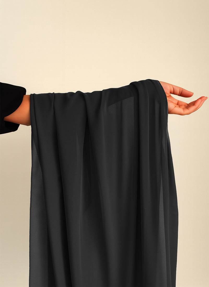 Black Plain Chiffon Sarf