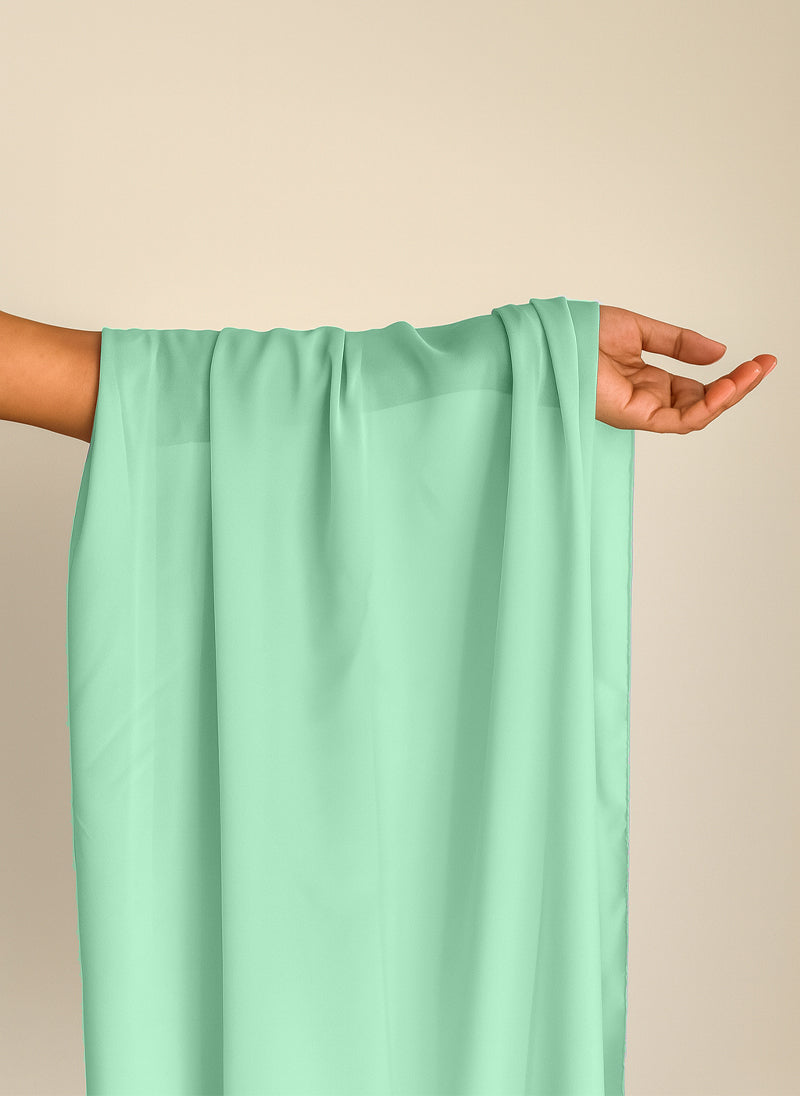 Light Mint Green Plain Chiffon Scarf