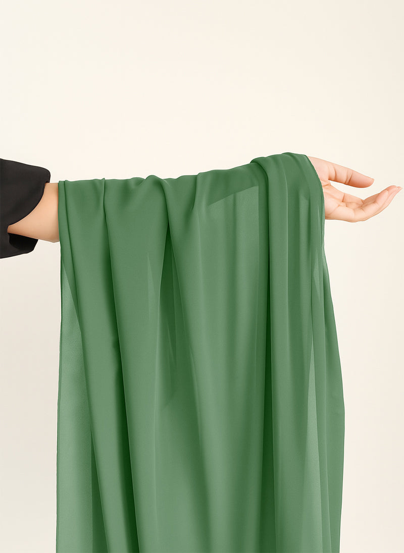 Sage Green Plain Chiffon  Scarf