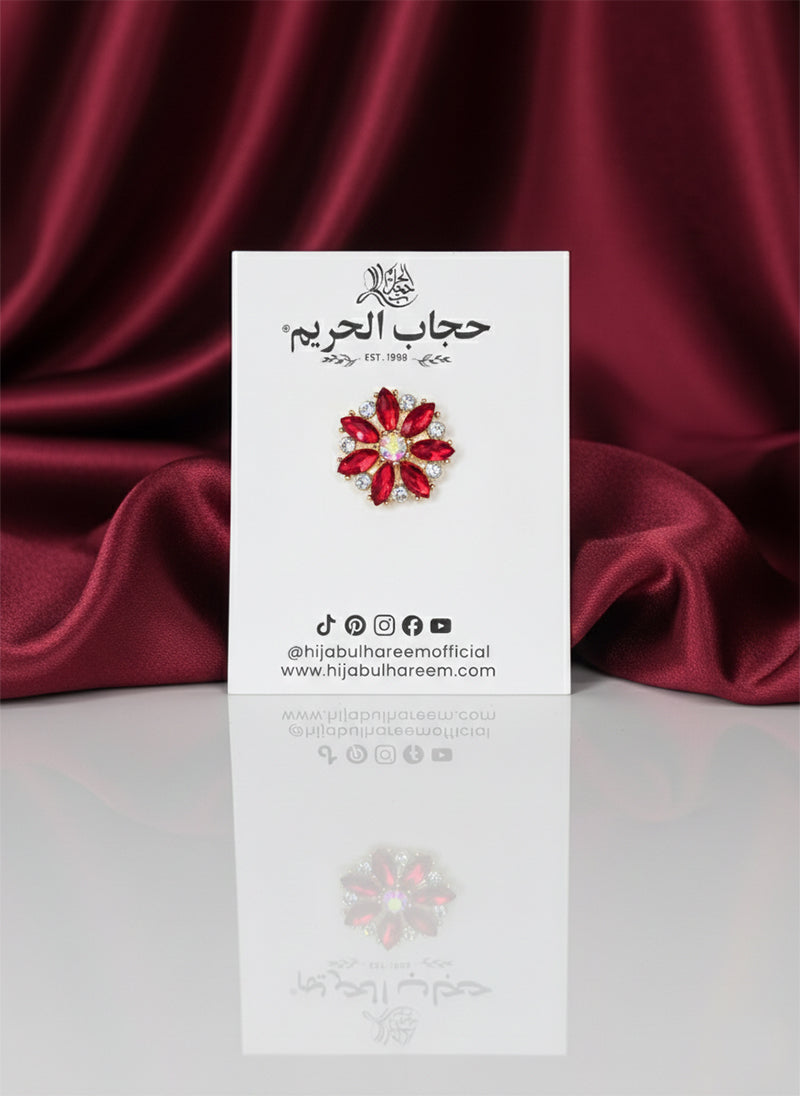 Crystal Floral Hijab Magnet Pin