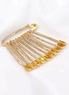 Golden Safety Pins Diamond Stone