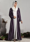 Front Close Double Breast Zoom Fabric Purple Abaya (0122-P-712) Hijab-ul-hareem