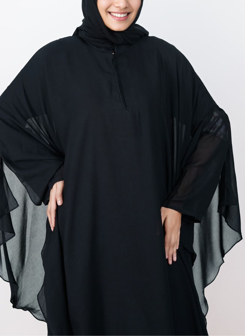 Black Chiffon Front Close Jilbab