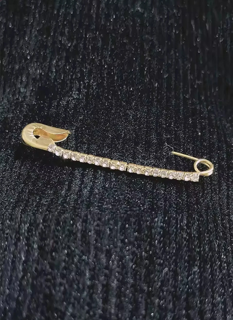 Golden Safety Pins Diamond Stone