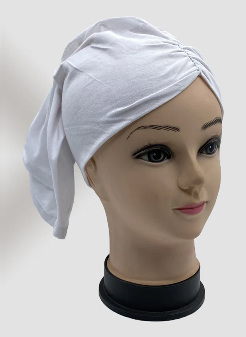 White Side Parting Hijab Cap Stone