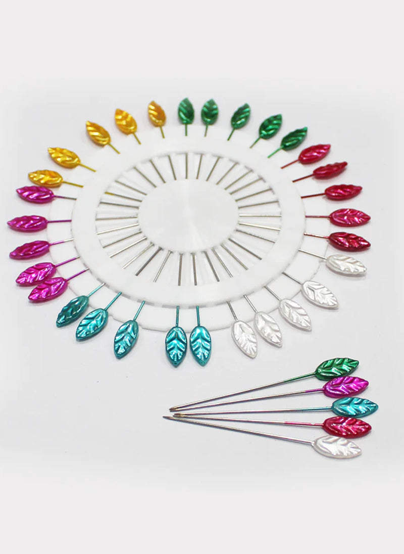 Ring Pins Big 30 Pcs Pkt Multi Color Leaf Shaped