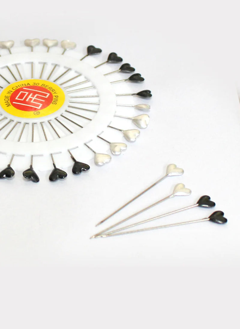 Ring Pins Big 30 Pcs Pkt Black & White Heart Shaped