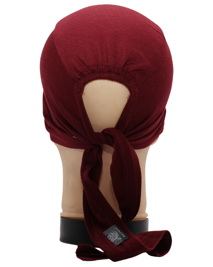 Maroon Plain Tie Bonnet Cap for Hijabs