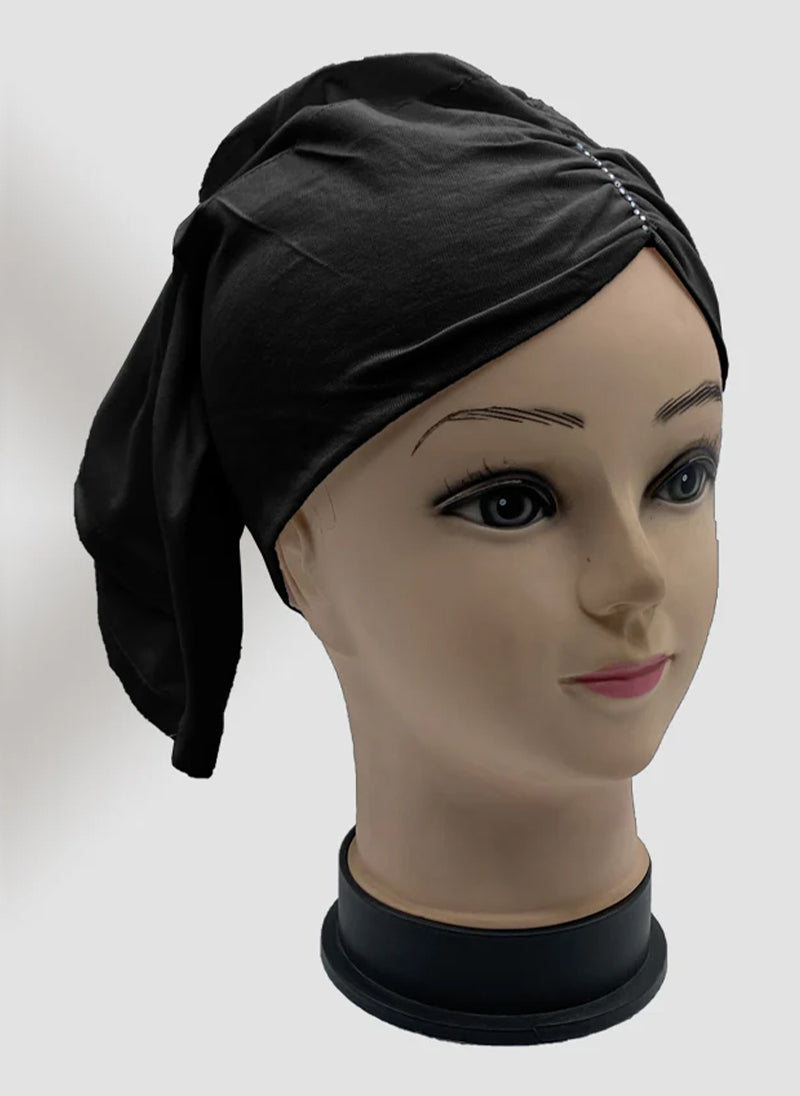 Black Side Parting Hijab Cap Stone