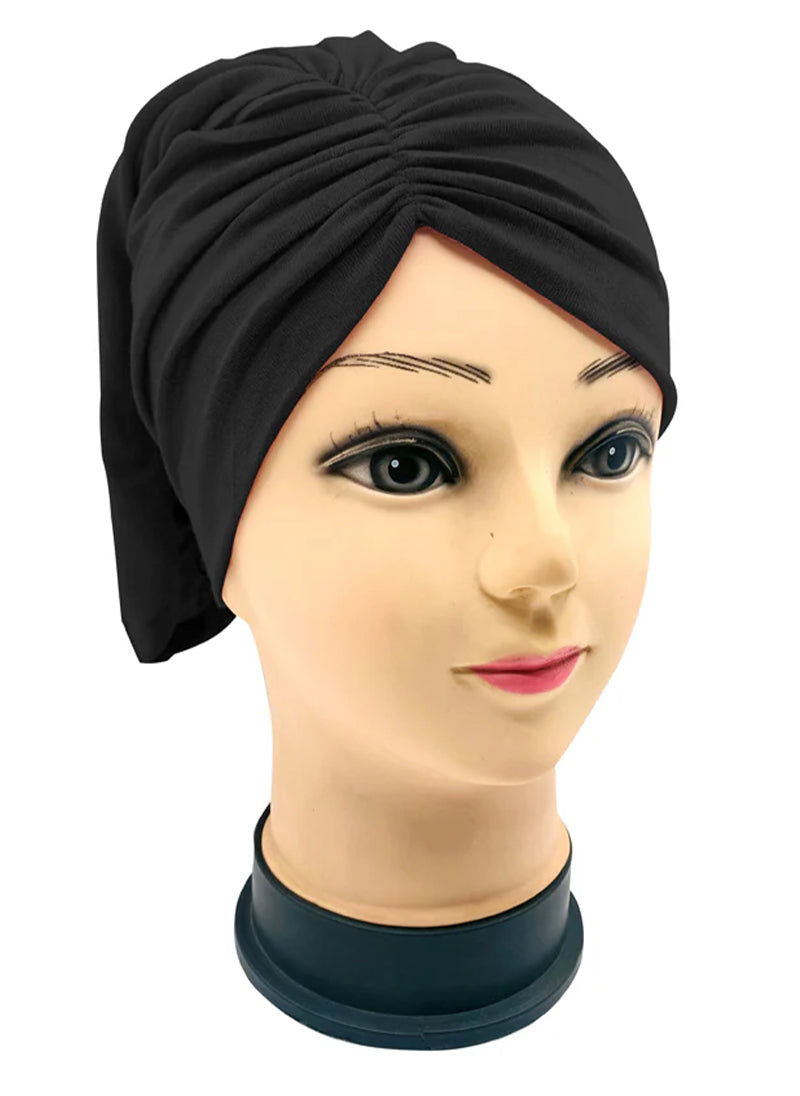 Black Side Parting Hijab Cap