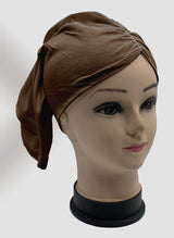 Brown Side Parting Hijab Cap Stone