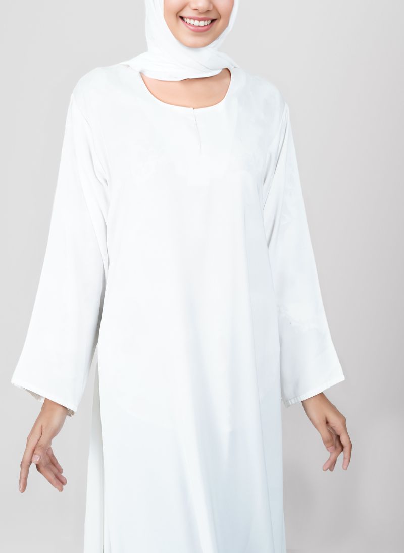 White Nida Pull Over Abaya - 0120-P-Big Flair