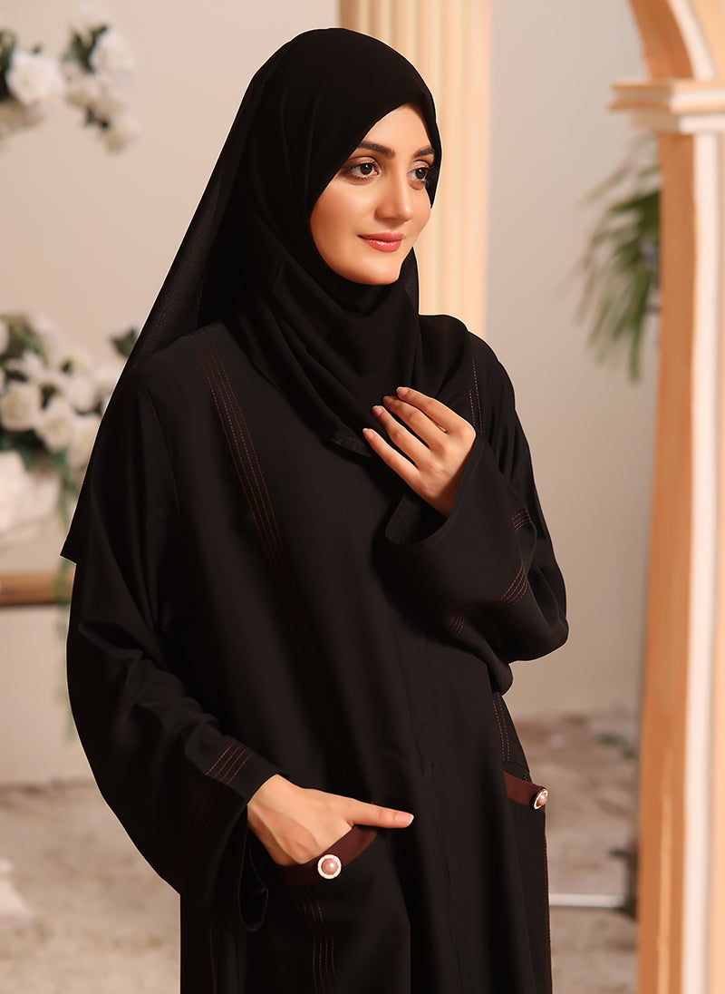  Nida Fabric Front Open Abaya