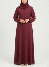 Arabis Maroon Classic Front-Close Abaya| 0120-RC-A628