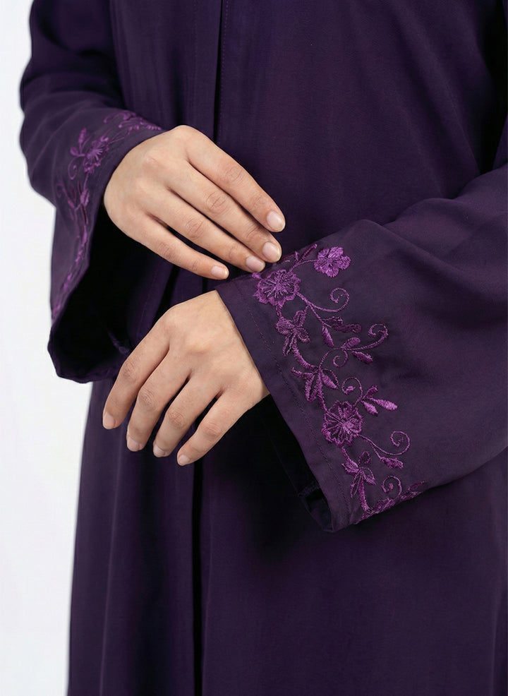Arabis Purple Embroidered Abaya | 0116-K-A612