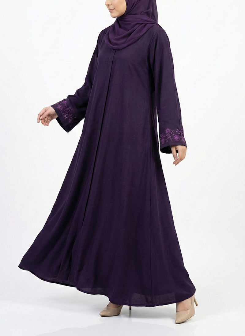 Arabis Purple Embroidered Abaya | 0116-K-A612