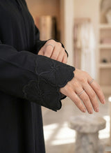 Arabi Black Nida Front Open Embroidered Abaya | 0116-K-A611 Arabis