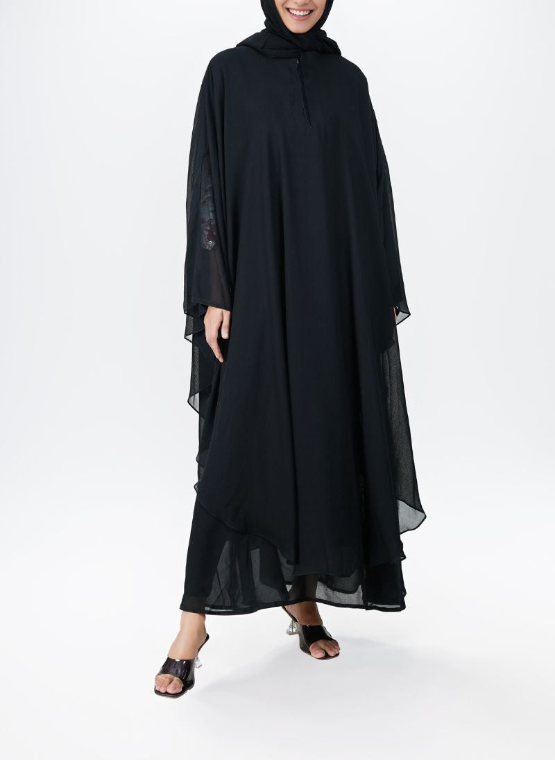 Black Chiffon Front Close Jilbab-C Hijab-ul-hareem