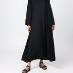 Black Front Open Nida Fabric Abaya - 0116-P Hijabulhareem