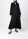 Black Front Open Nida Fabric Abaya - 0116-P Hijabulhareem