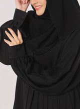 Black Nida Plates Style Abaya - 0121-R-1008 Hijabulhareem